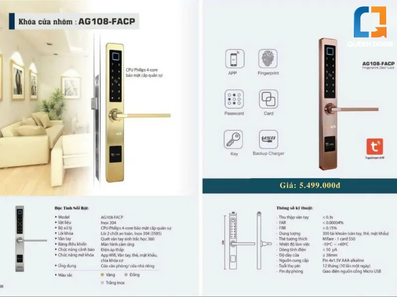 Ứng dụng thực tế khóa vân tay cửa nhôm tại Queen Door
