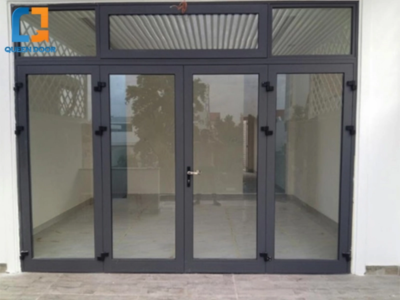 Mẫu cửa nhôm trượt quay 4 cánh mặt tiền