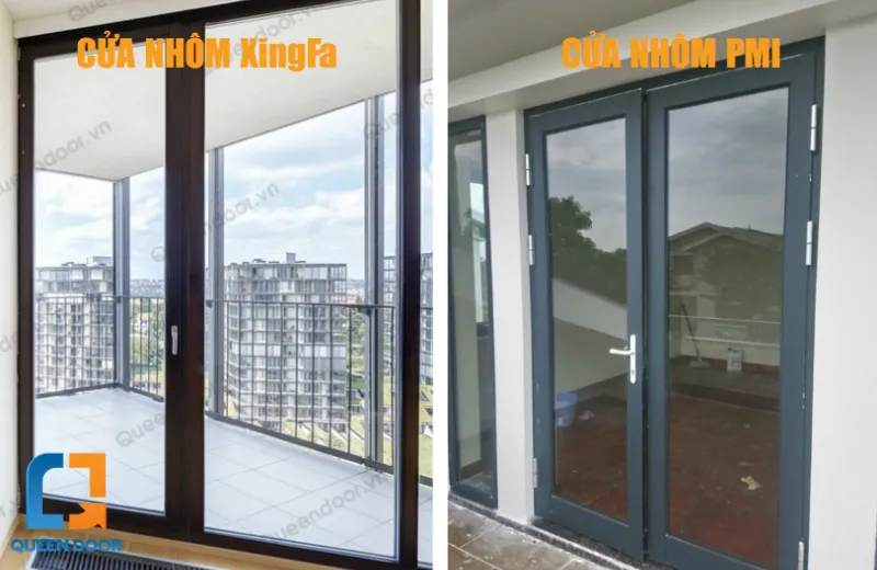 So sánh về cấu tạo và thông số kỹ thuật của cửa nhôm Xingfa và cửa nhôm PMI