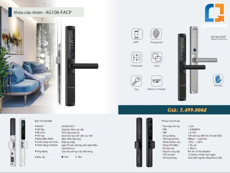 Đặc tính nổi bật chỉ có ở khóa vân tay cửa nhôm Queen Door