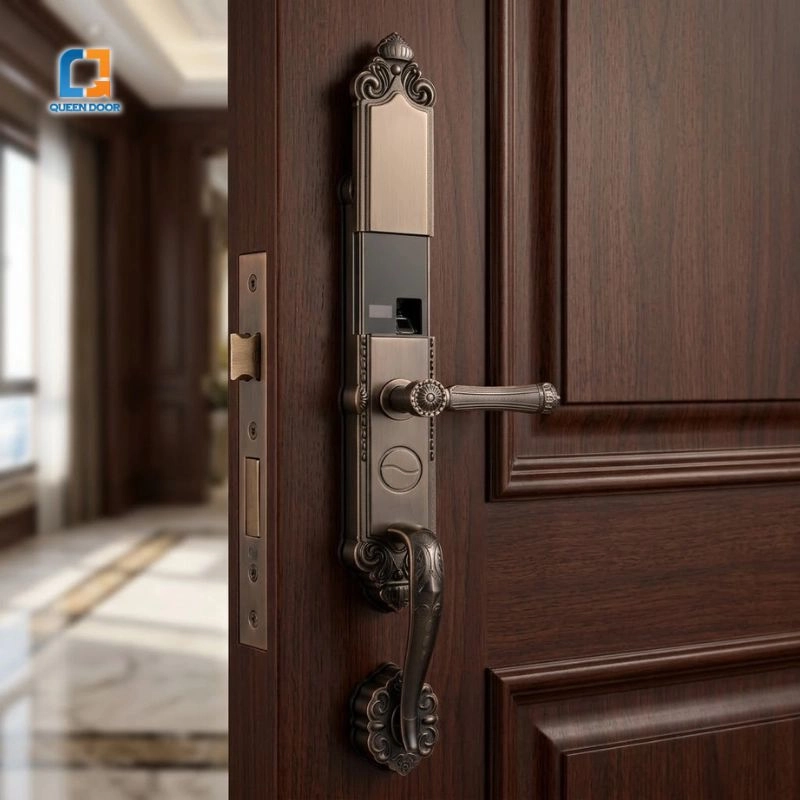 Khóa vân tay cửa đại sảnh QD-A165 đồng cổ