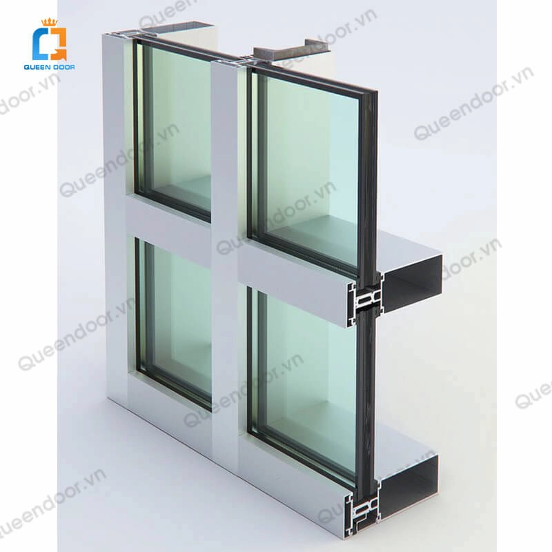 Ưu điểm và cấu tạo của vách nhôm kính lớn hệ Semi-Unitized Queen Door SU-11