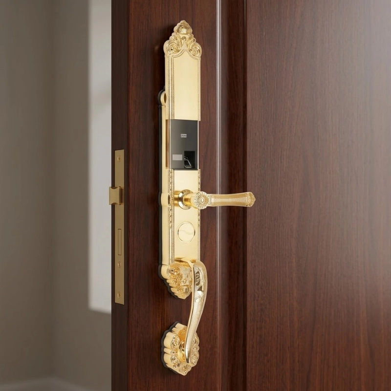 Khóa vân tay cửa đại sảnh QD-A165 vàng
