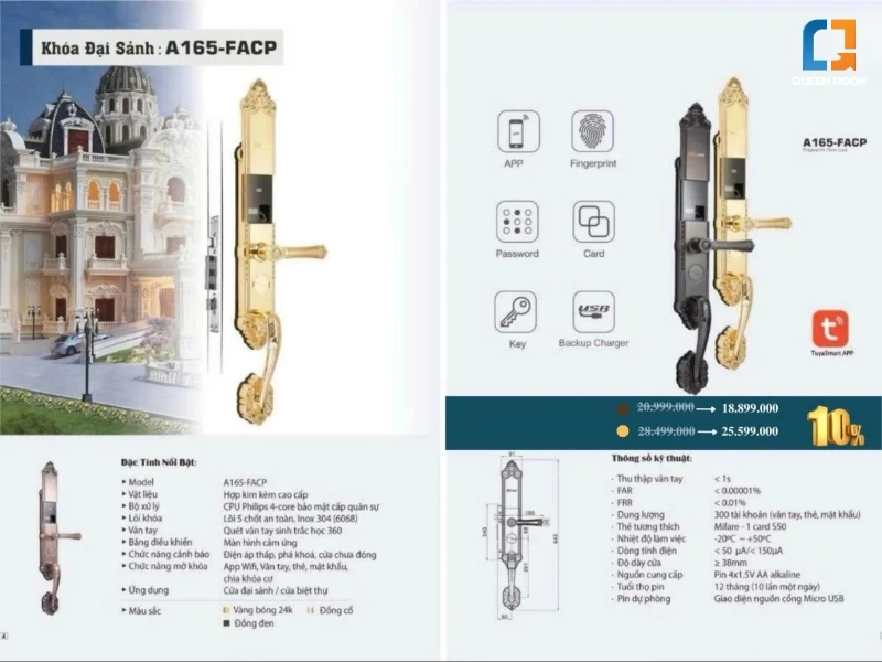 Đặc tính nổi bật của dòng khóa cửa đại sảnh Queen Door